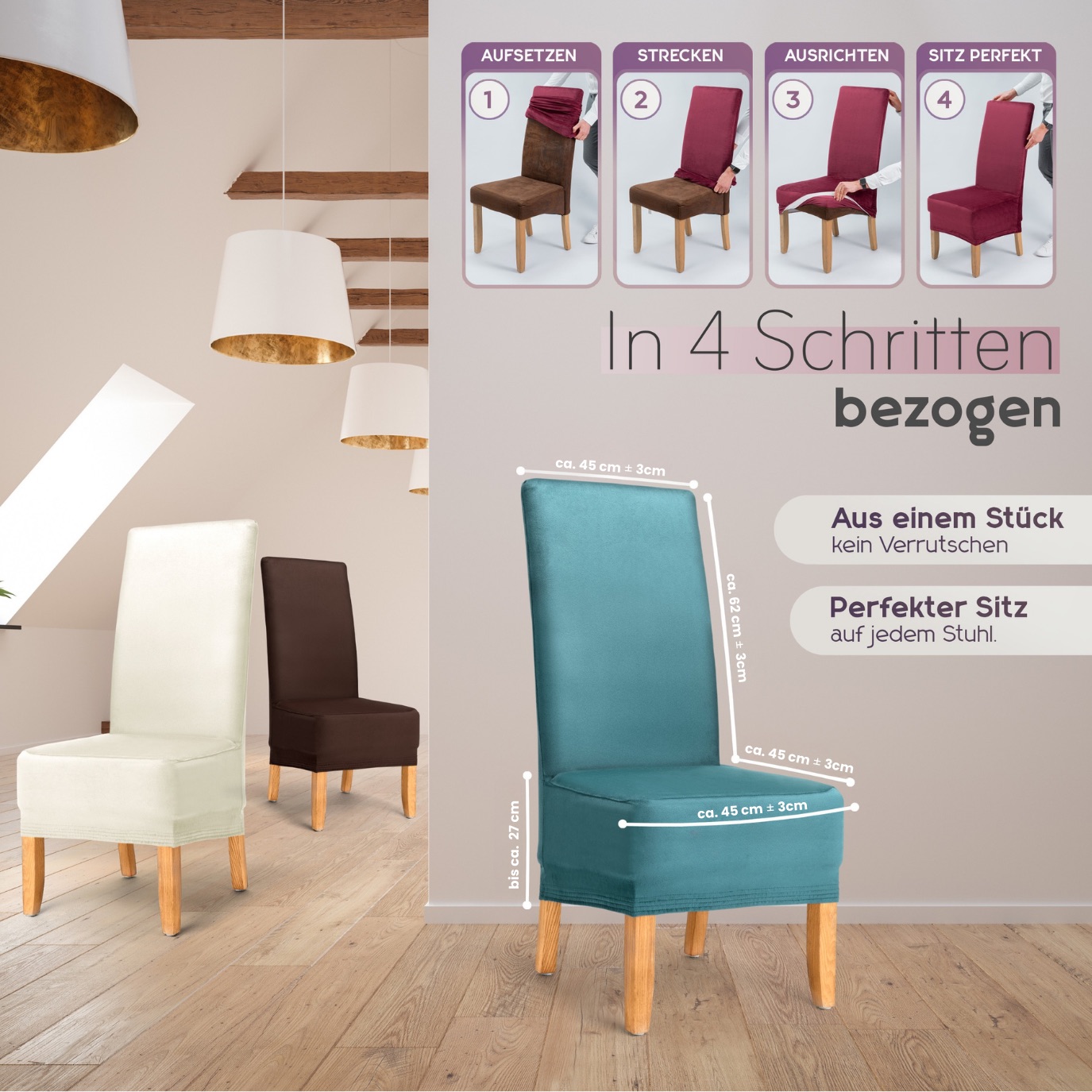 Stuhlhusse Puma Velvet Premium Samt Velour lang extra Groß mit hoher Lehne