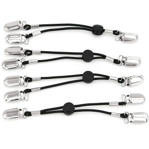 Elastische Spanner 4er-Set verstellbare Halter mit Metallklammern Clips für Stuhlhussen, Tischdecken und Laken