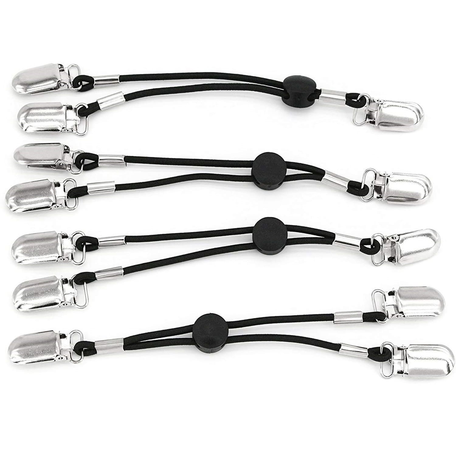 Elastische Spanner 4er-Set verstellbare Halter mit Metallklammern Clips für Stuhlhussen, Tischdecken und Laken