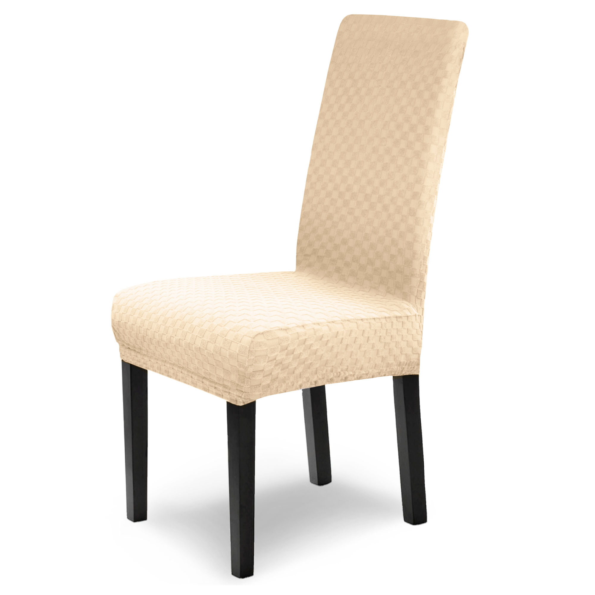 Stuhlhusse Emil Karo Muster weich pflegeleicht in dehnbar mit 4-Flex-Saum