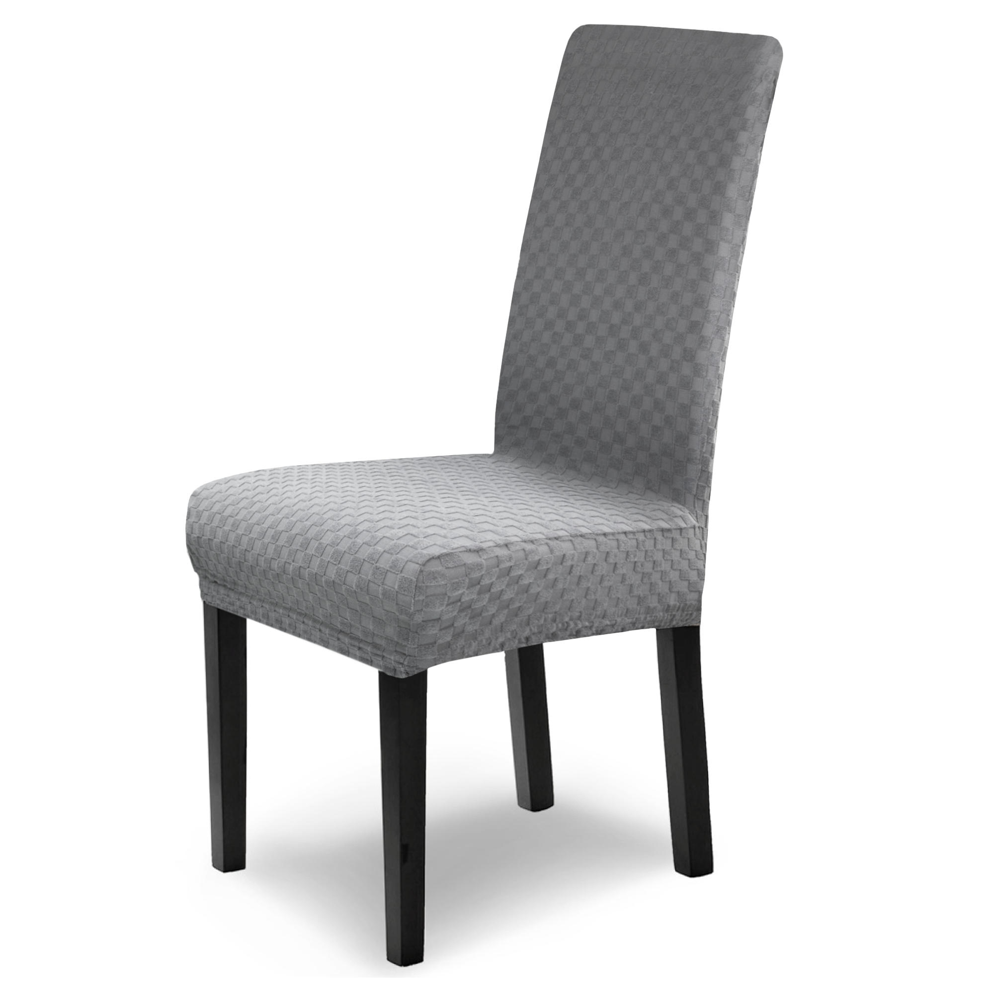 Stuhlhusse Emil Karo Muster weich pflegeleicht in dehnbar mit 4-Flex-Saum