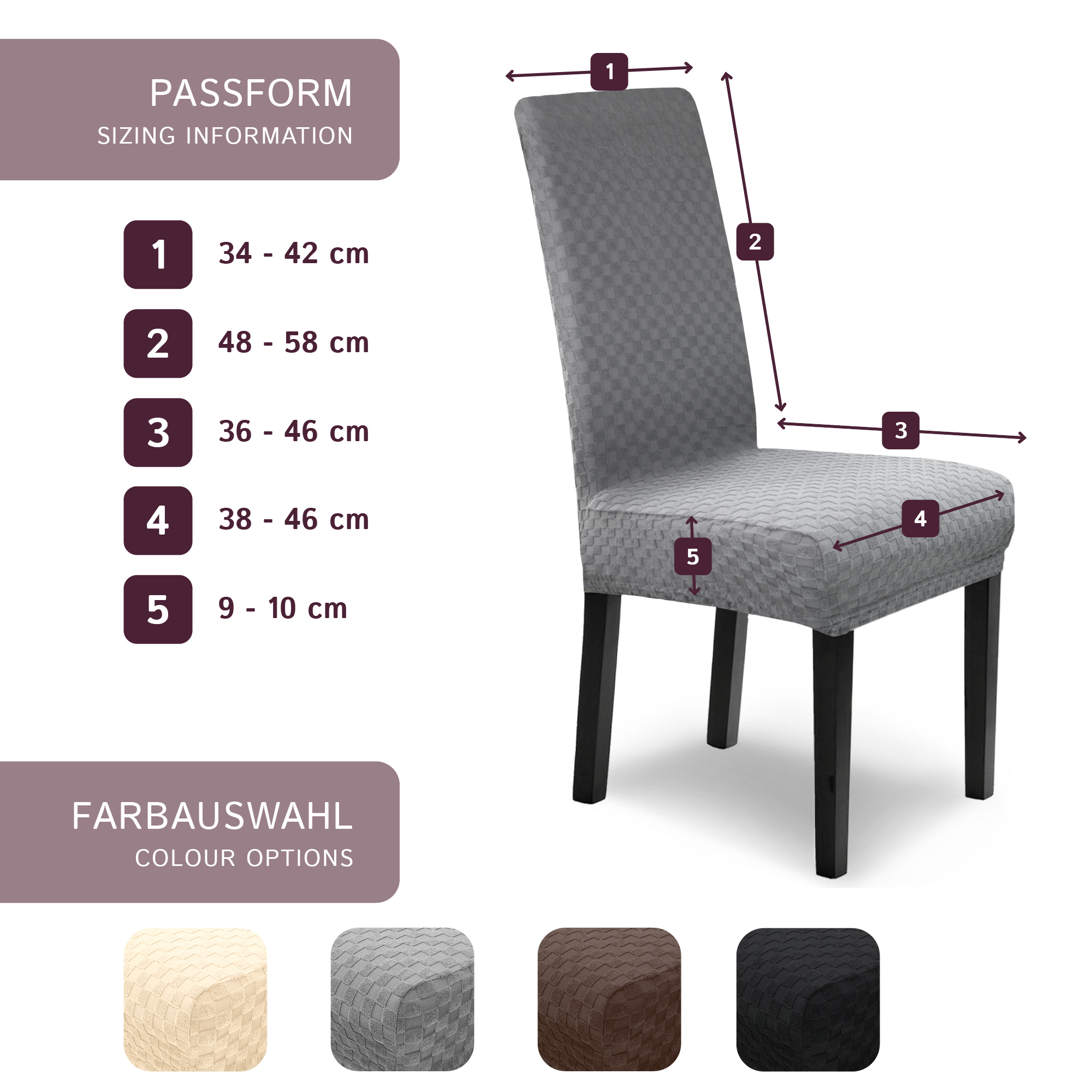 Stuhlhusse Emil Karo Muster weich pflegeleicht in dehnbar mit 4-Flex-Saum