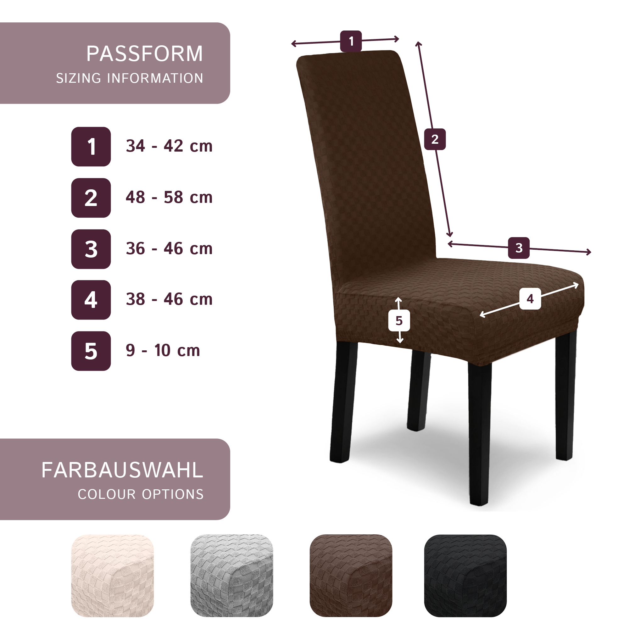 Stuhlhusse Emil Karo Muster weich pflegeleicht in dehnbar mit 4-Flex-Saum