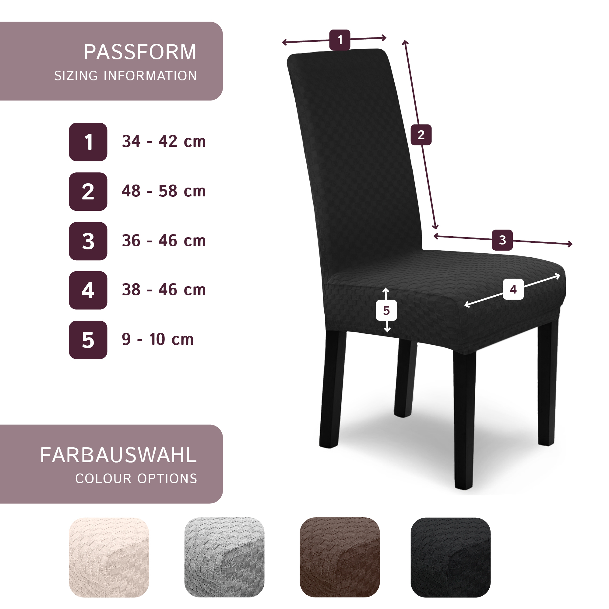 Stuhlhusse Emil Karo Muster weich pflegeleicht in dehnbar mit 4-Flex-Saum