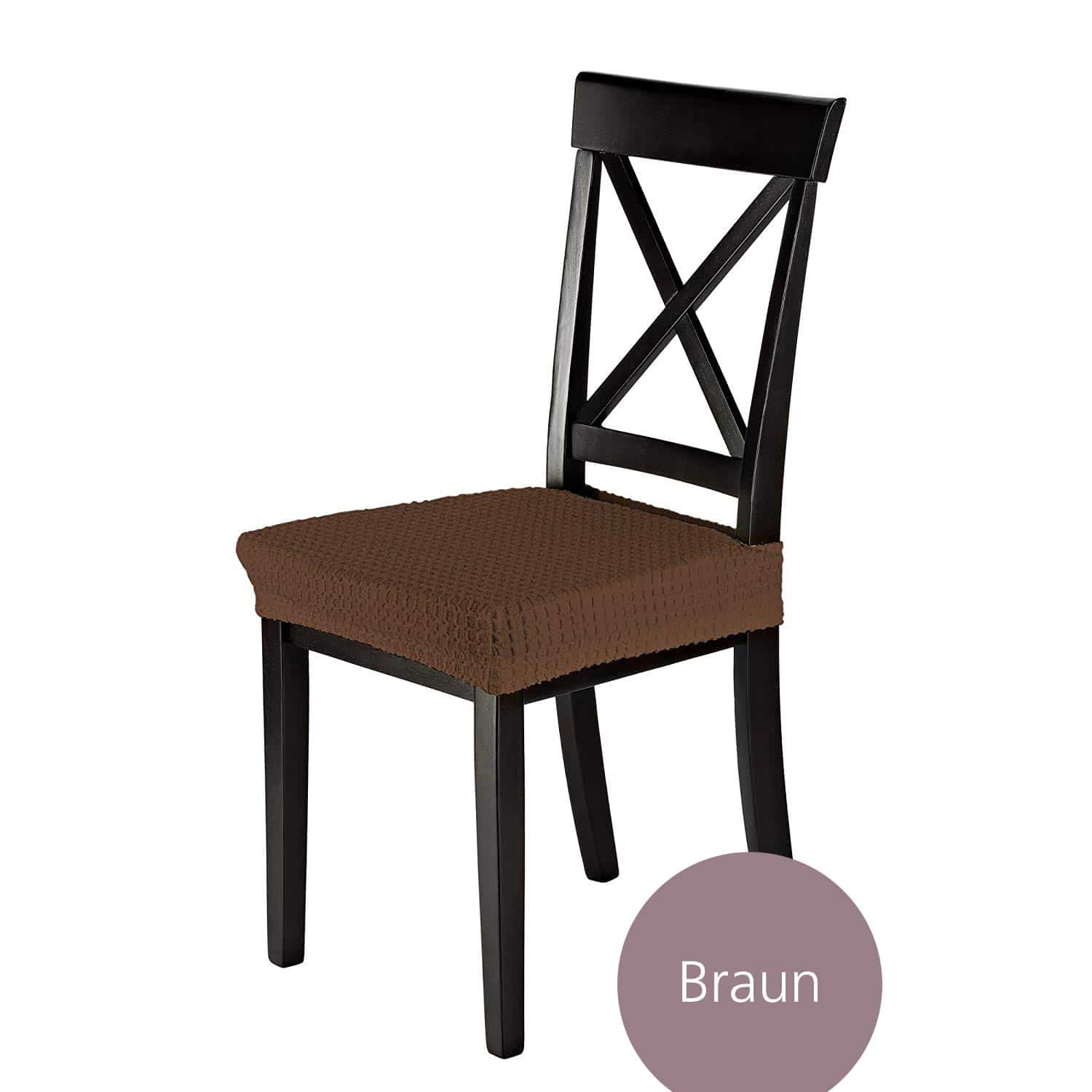 Sitzbezug Marie wasserabweisend Lotus Effekt dehnbare Husse für Stuhlsitze in mehreren Farben und Sets