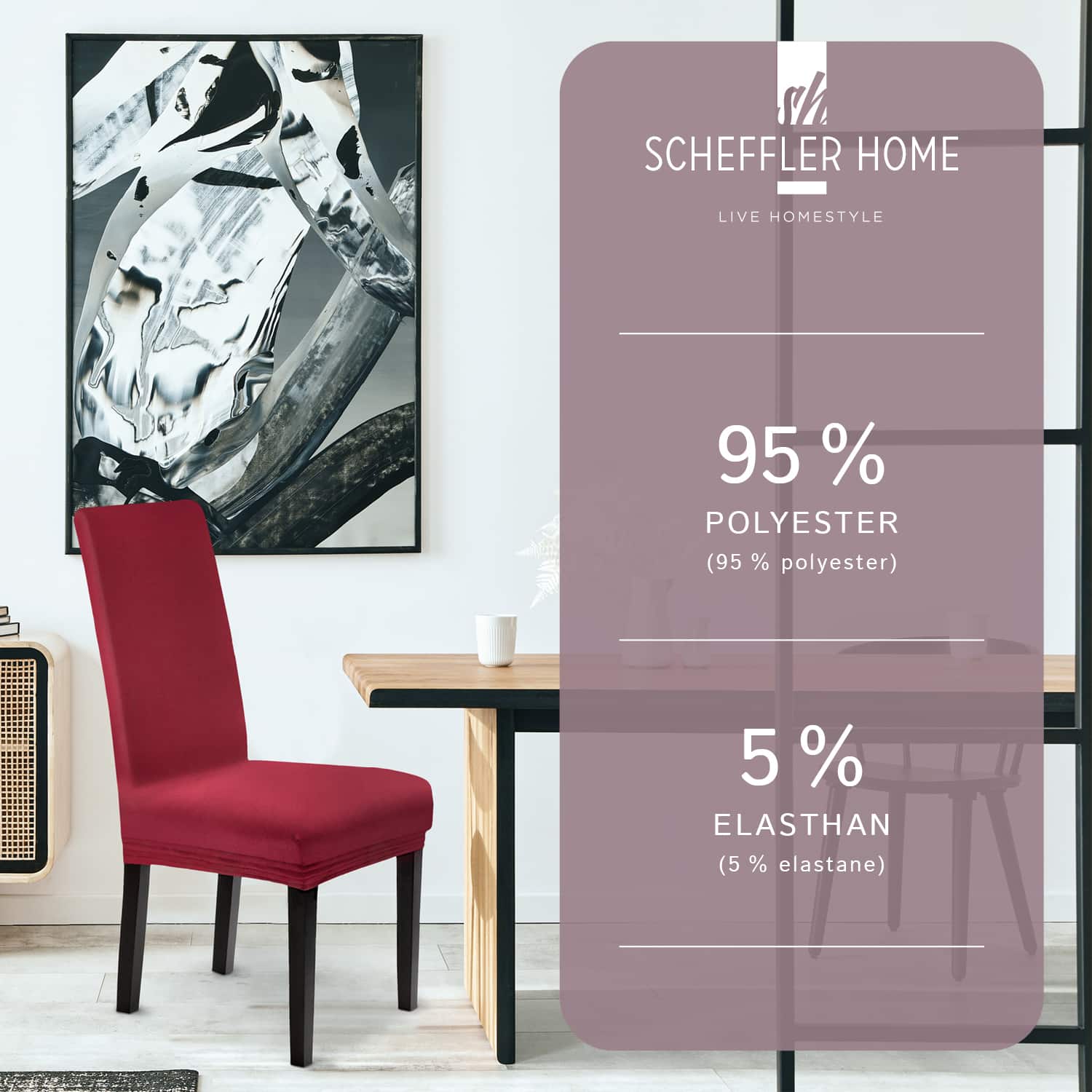 Stuhlhusse Leni Stretch Husse für Stühle mit Lehne Schwingstühle