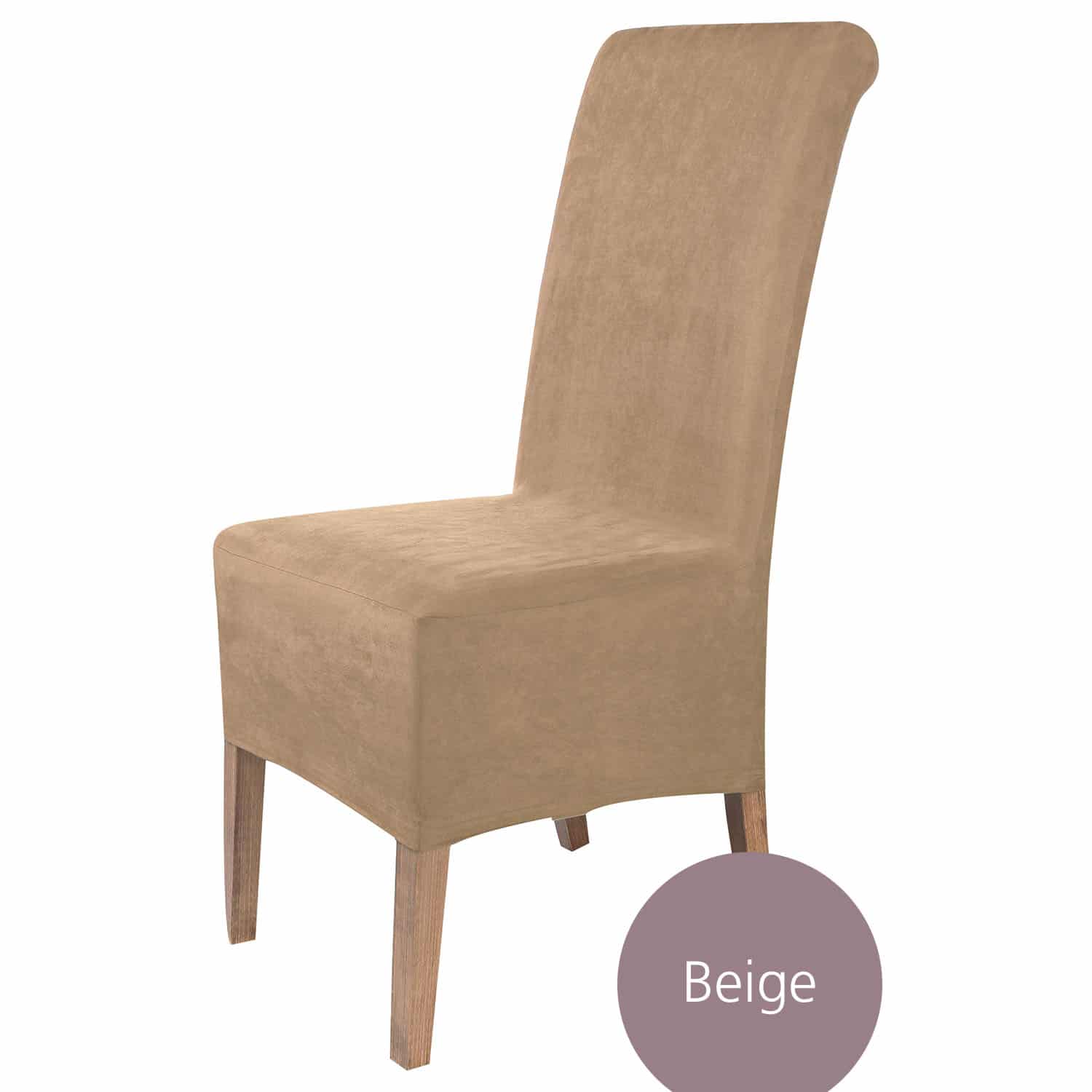 Stuhlhusse Leon Wildleder Haptik hochwertige dehnbare Überzug für Rückenlehnenhöhe bis 65 cm