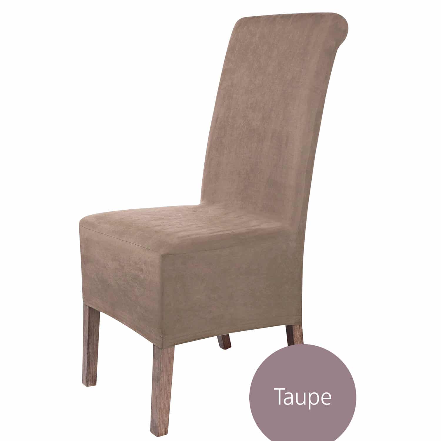 Stuhlhusse Leon Wildleder Haptik hochwertige dehnbare Überzug für Rückenlehnenhöhe bis 65 cm