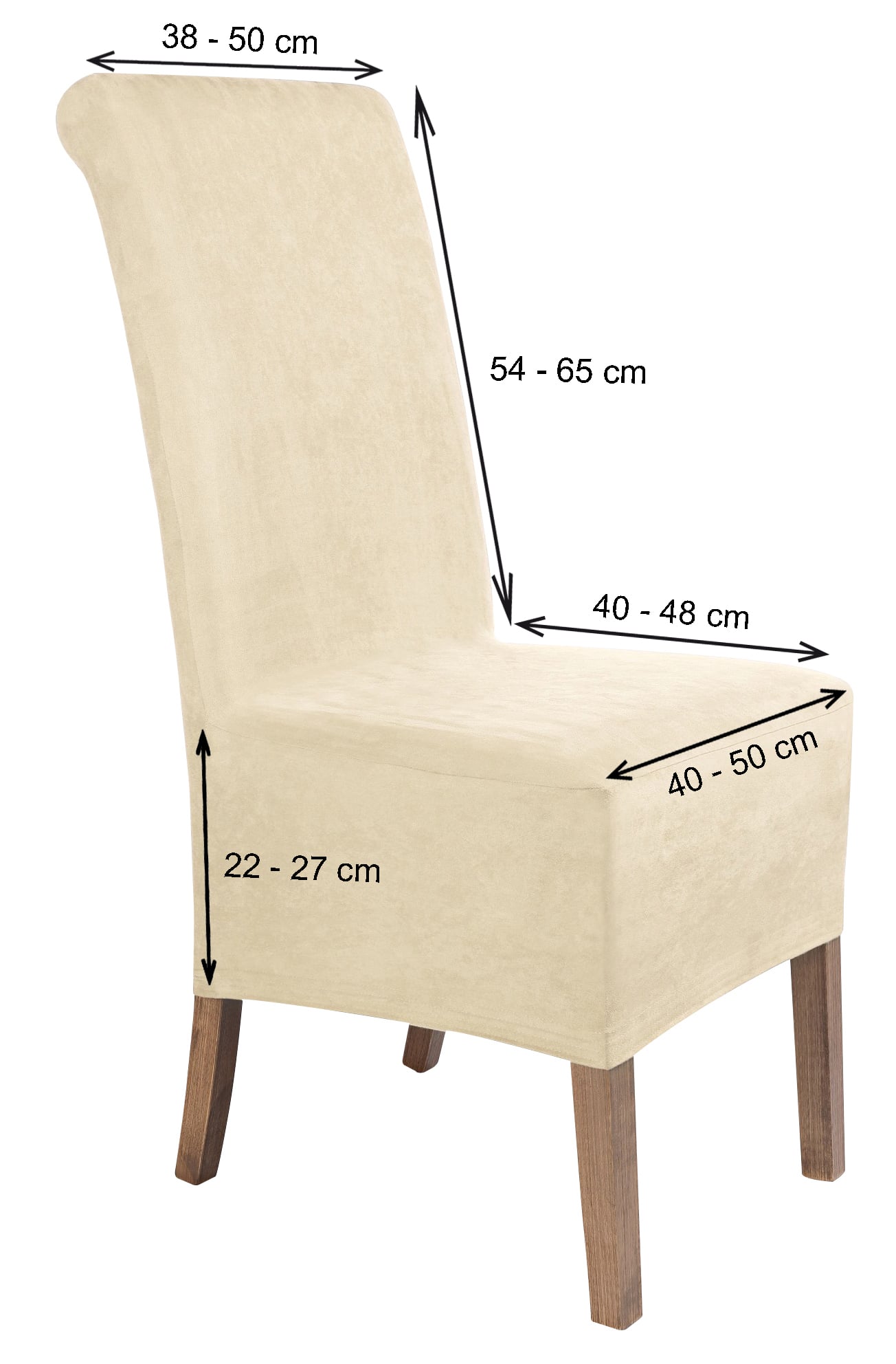 Stuhlhusse Leon Wildleder Haptik hochwertige dehnbare Überzug für Rückenlehnenhöhe bis 65 cm