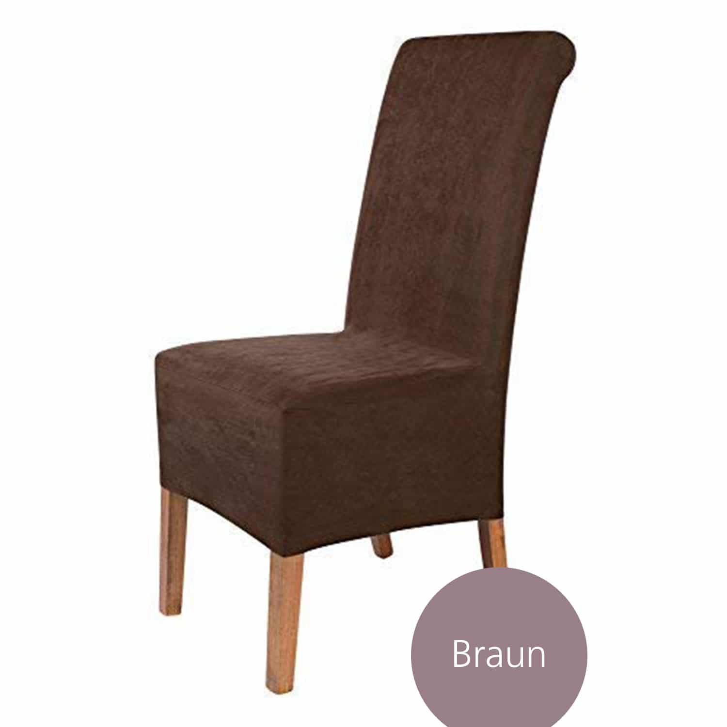 Stuhlhusse Leon Wildleder Haptik hochwertige dehnbare Überzug für Rückenlehnenhöhe bis 65 cm