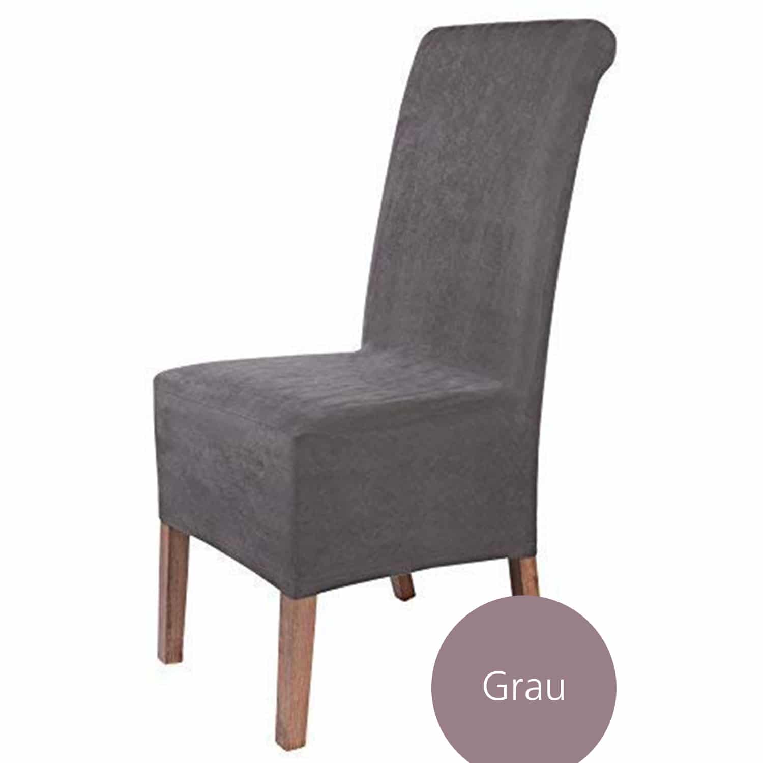 Stuhlhusse Leon Wildleder Haptik hochwertige dehnbare Überzug für Rückenlehnenhöhe bis 65 cm