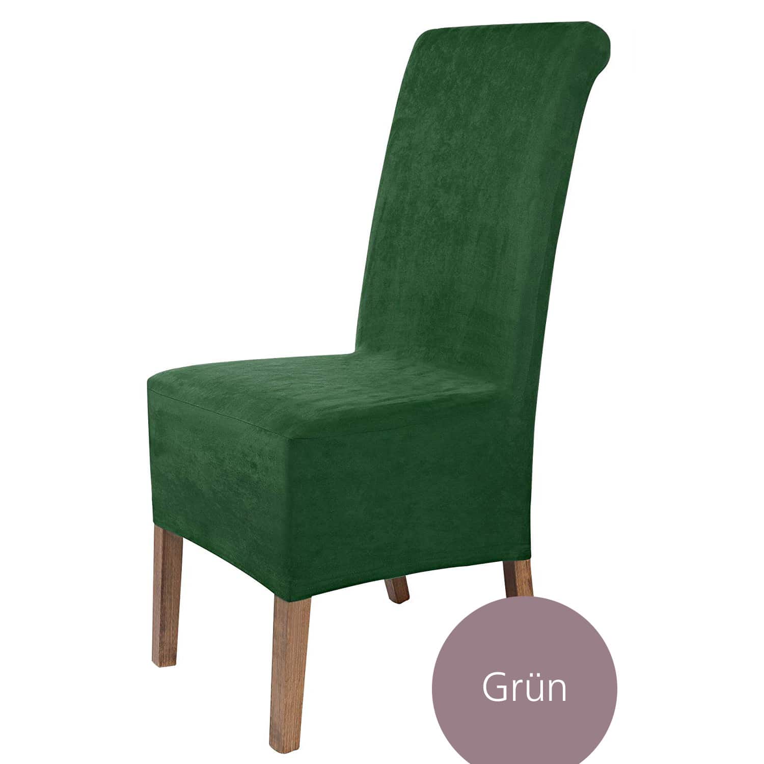 Stuhlhusse Leon Wildleder Haptik hochwertige dehnbare Überzug für Rückenlehnenhöhe bis 65 cm