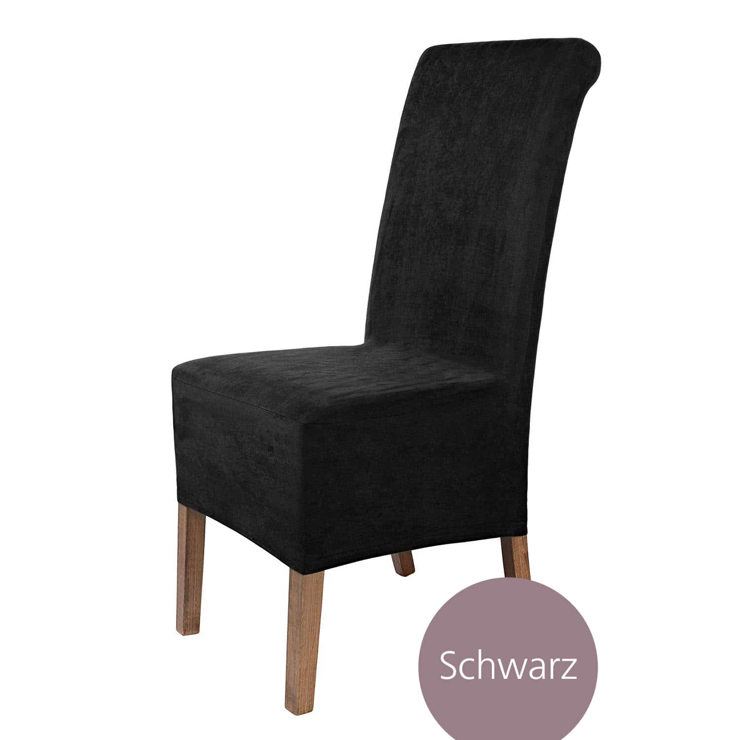 Stuhlhusse Leon Wildleder Haptik hochwertige dehnbare Überzug für Rückenlehnenhöhe bis 65 cm