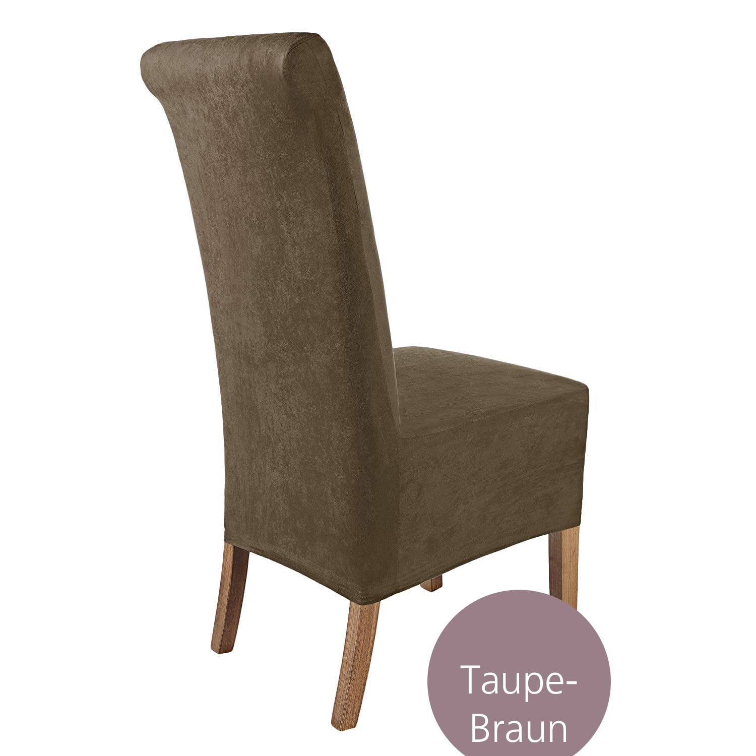 Stuhlhusse Leon Wildleder Haptik hochwertige dehnbare Überzug für Rückenlehnenhöhe bis 65 cm