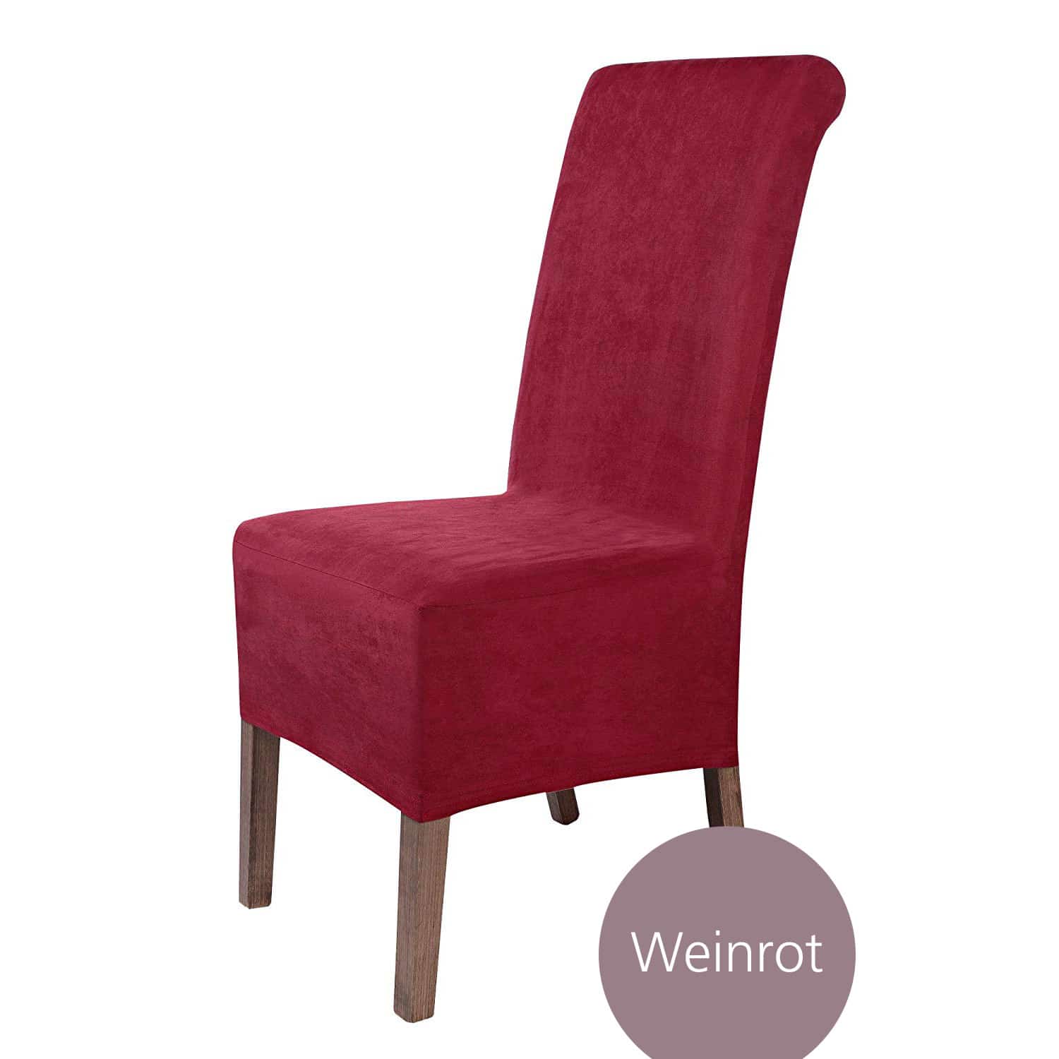 Stuhlhusse Leon Wildleder Haptik hochwertige dehnbare Überzug für Rückenlehnenhöhe bis 65 cm