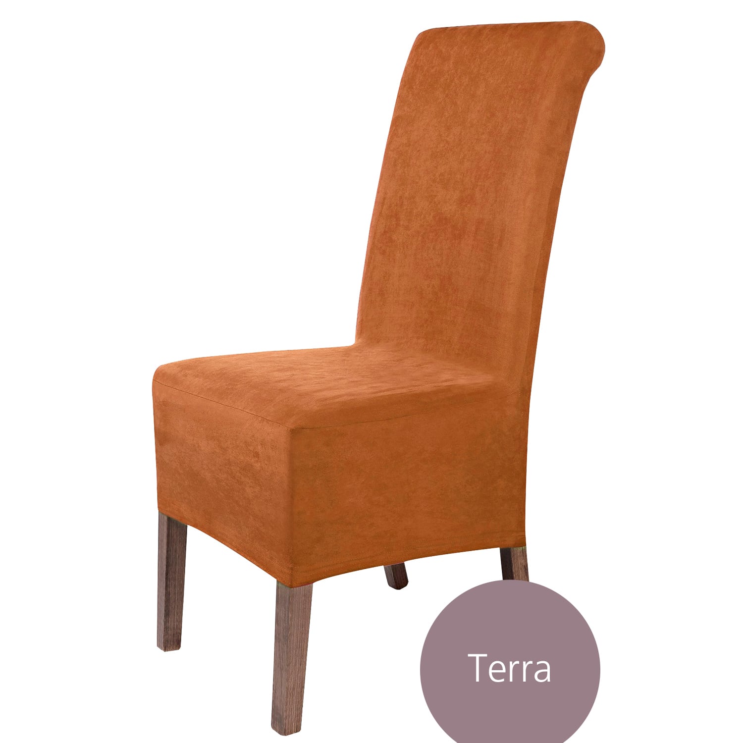 Stuhlhusse Leon Wildleder Haptik hochwertige dehnbare Überzug für Rückenlehnenhöhe bis 65 cm