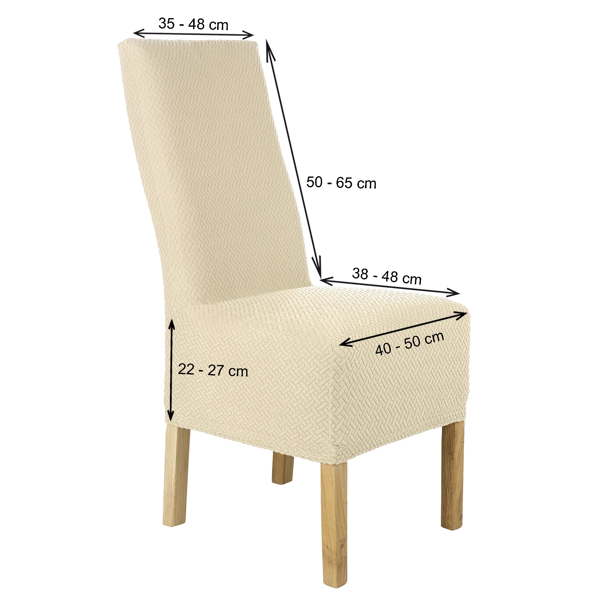 Stuhlhusse Luna-Lang hochwertige elastische Flanell Husse für Hochlehner Stühle und hohen Sitz in vielen Farben