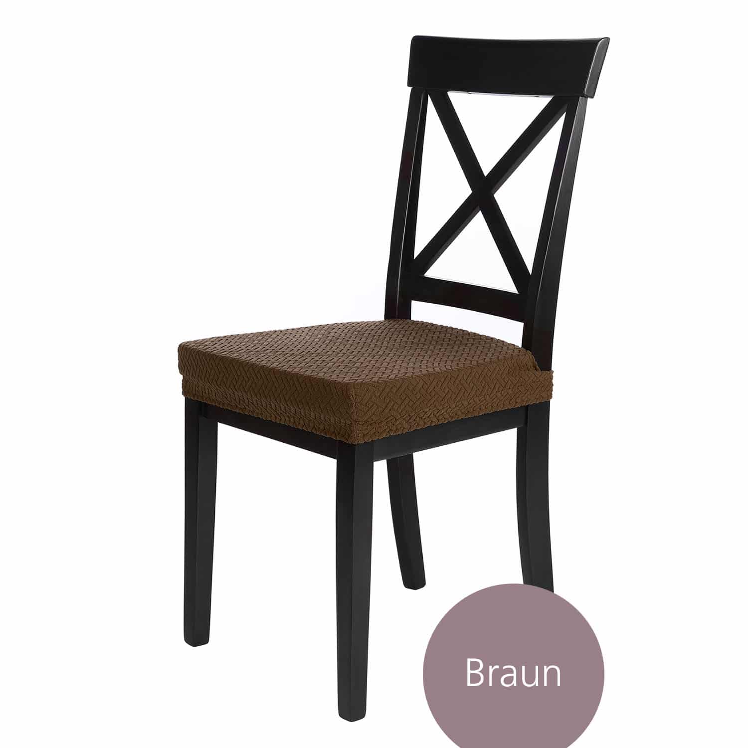 Sitzbezug Luna hochwertige Stretch Schoner für Stuhlsitze mit Gummiband, weich und pflegeleicht, auch in 4/6/10 Sets