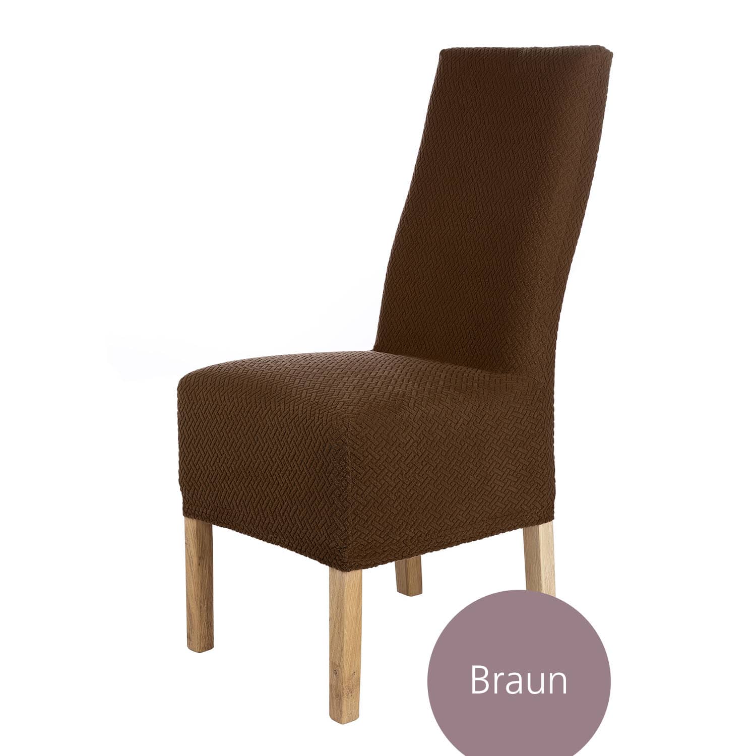 Stuhlhusse Luna-Lang hochwertige elastische Flanell Husse für Hochlehner Stühle und hohen Sitz in vielen Farben