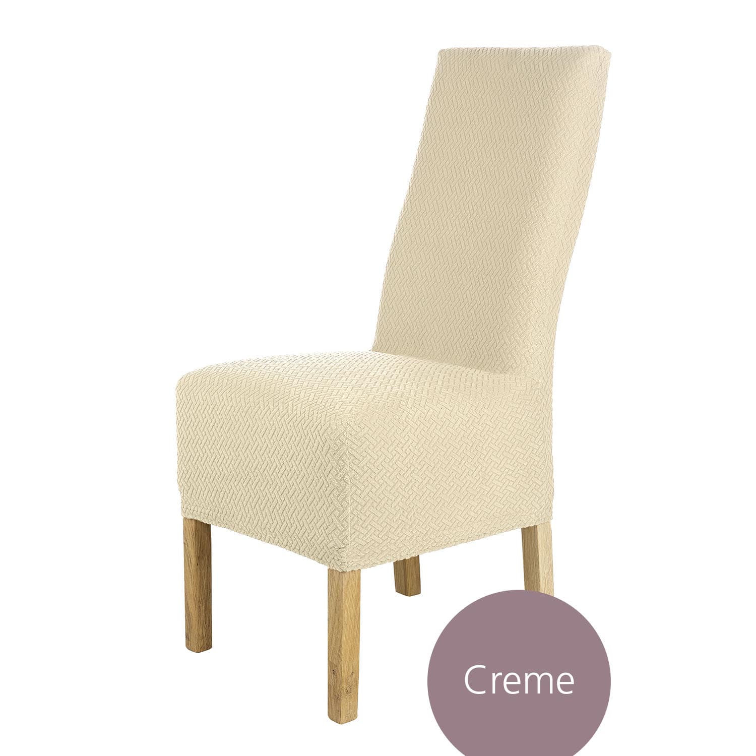 Stuhlhusse Luna-Lang hochwertige elastische Flanell Husse für Hochlehner Stühle und hohen Sitz in vielen Farben