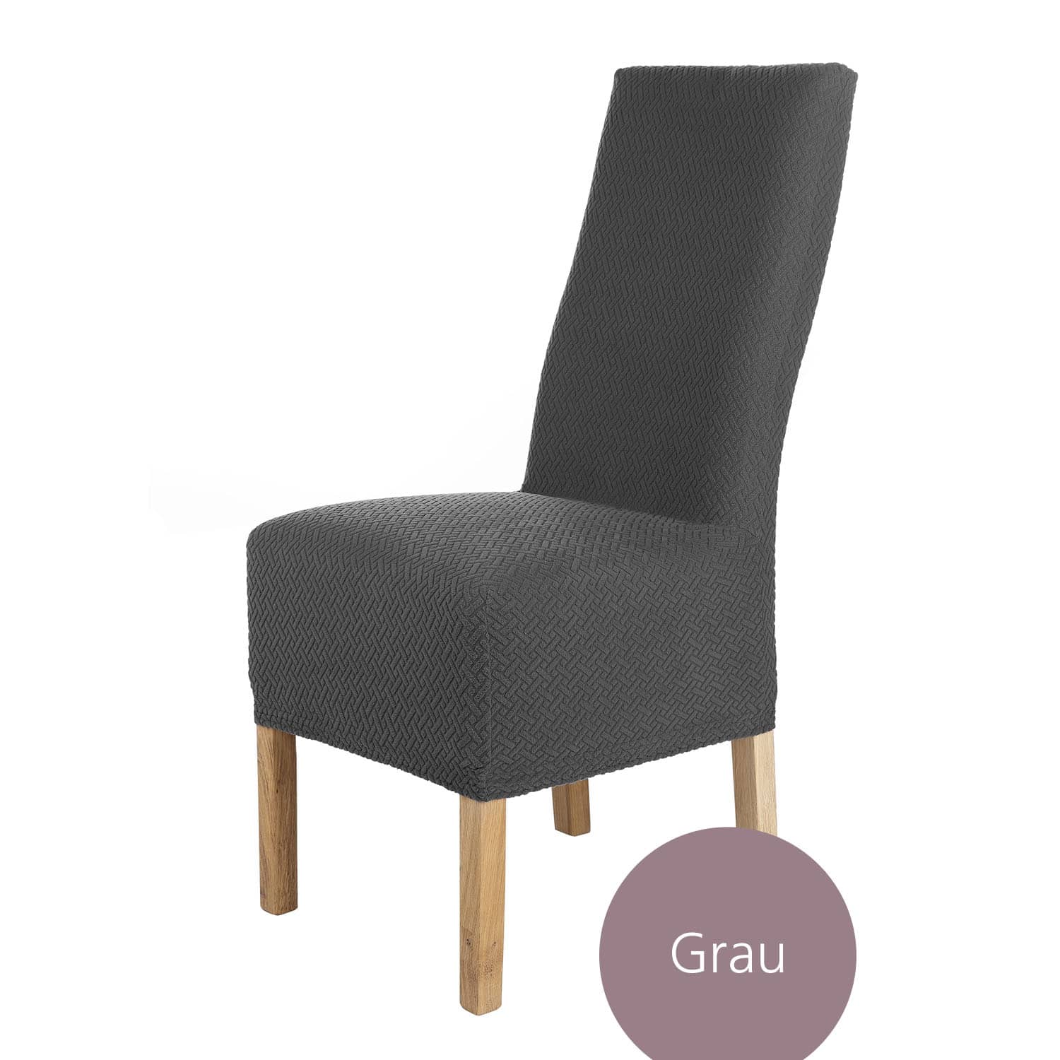 Stuhlhusse Luna-Lang hochwertige elastische Flanell Husse für Hochlehner Stühle und hohen Sitz in vielen Farben