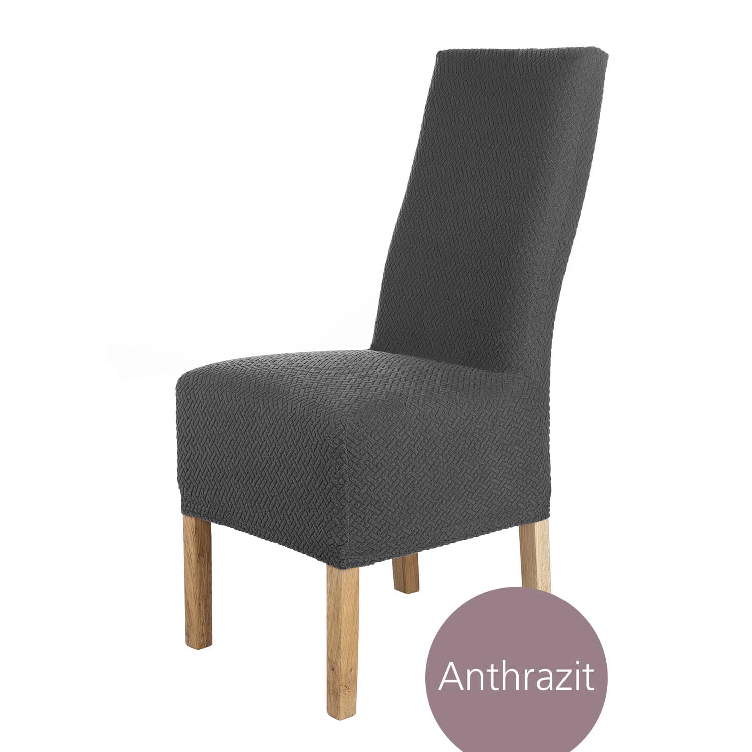 Stuhlhusse Luna-Lang hochwertige elastische Flanell Husse für Hochlehner Stühle und hohen Sitz in vielen Farben