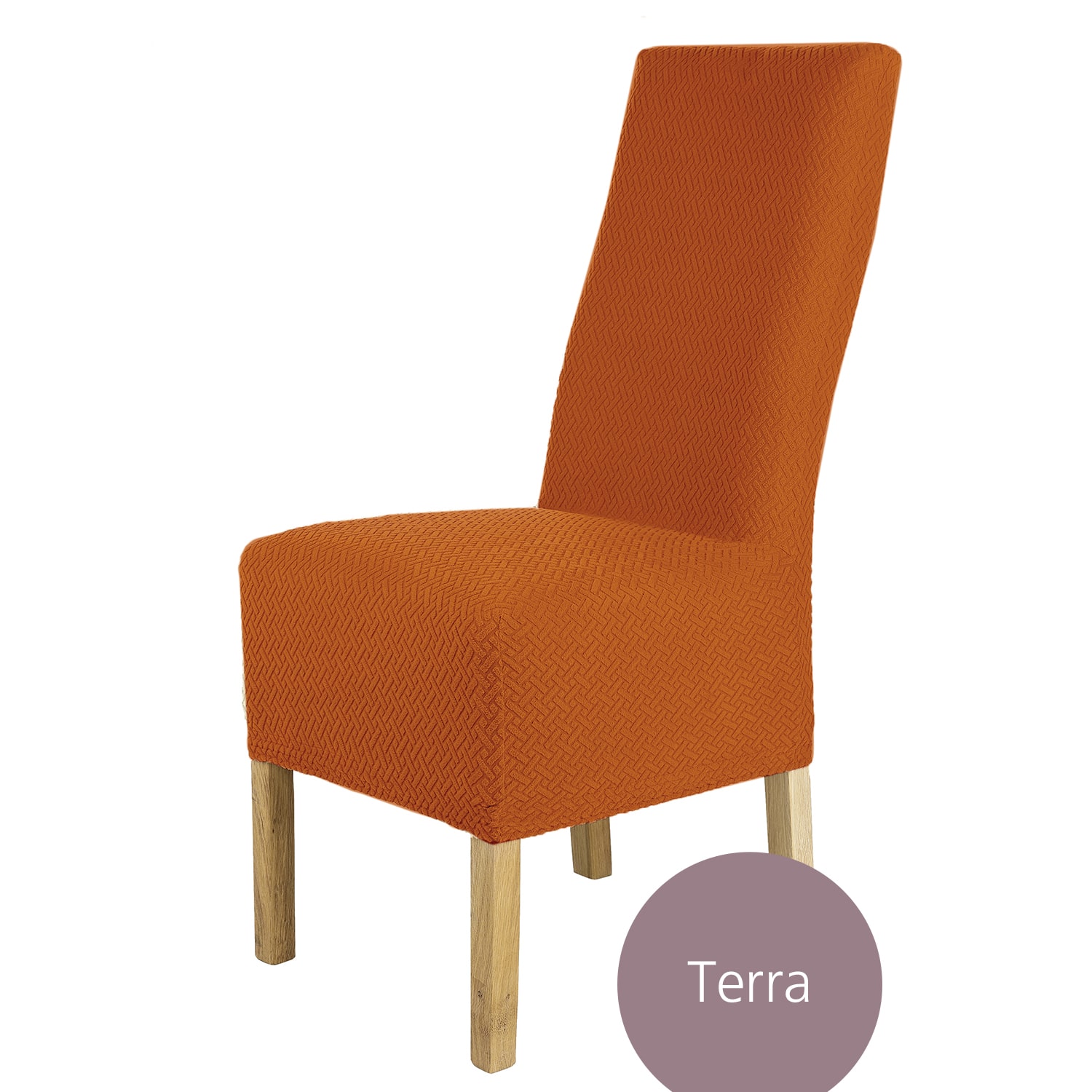 Stuhlhusse Luna-Lang hochwertige elastische Flanell Husse für Hochlehner Stühle und hohen Sitz in vielen Farben