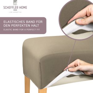 Stuhlhusse Emma Baumwolle stretch hochwertige Hussen für Stuhl mit hoher Rückenlehne und Sitzpolster