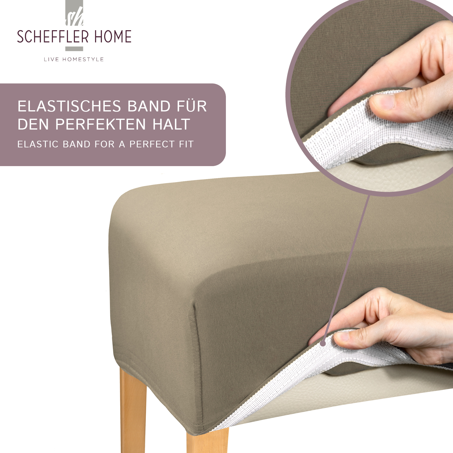 Stuhlhusse Emma Baumwolle stretch hochwertige Hussen für Stuhl mit hoher Rückenlehne und Sitzpolster
