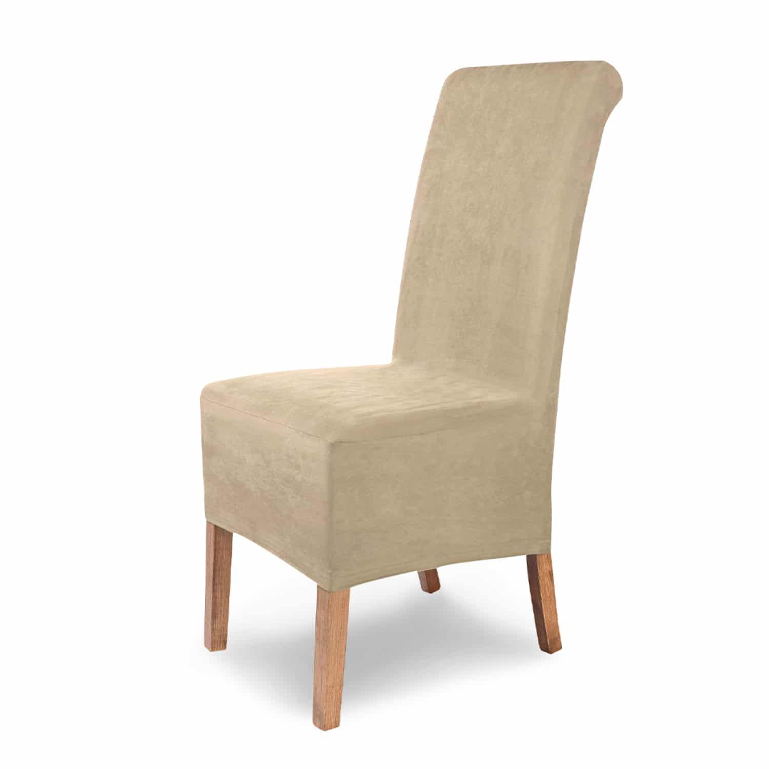 Stuhlhusse Leon Wildleder Haptik hochwertige dehnbare Überzug für Rückenlehnenhöhe bis 65 cm