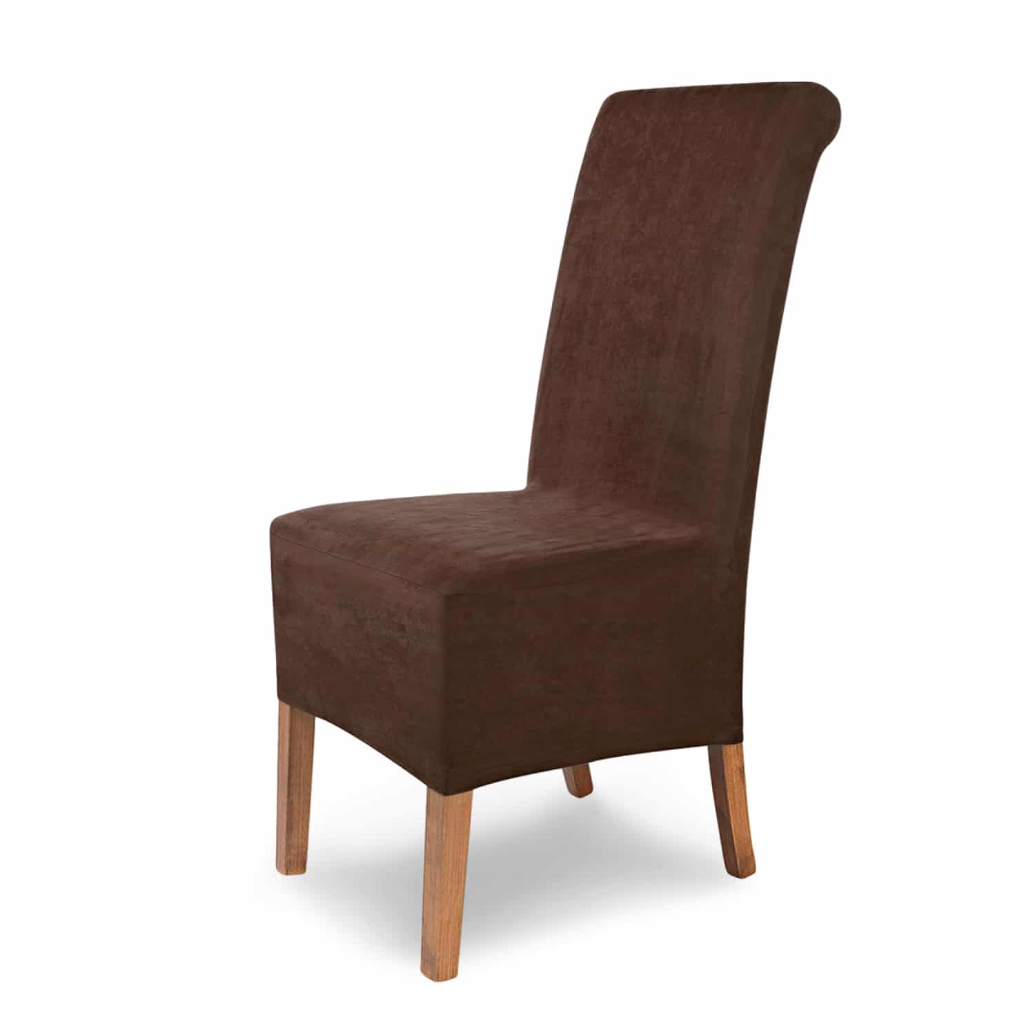 Stuhlhusse Leon Wildleder Haptik hochwertige dehnbare Überzug für Rückenlehnenhöhe bis 65 cm