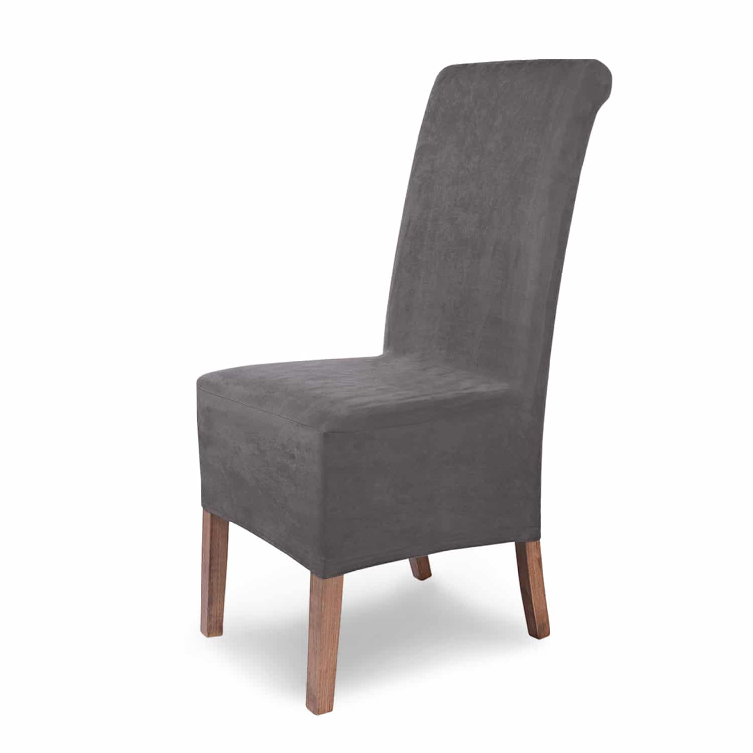 Stuhlhusse Leon Wildleder Haptik hochwertige dehnbare Überzug für Rückenlehnenhöhe bis 65 cm