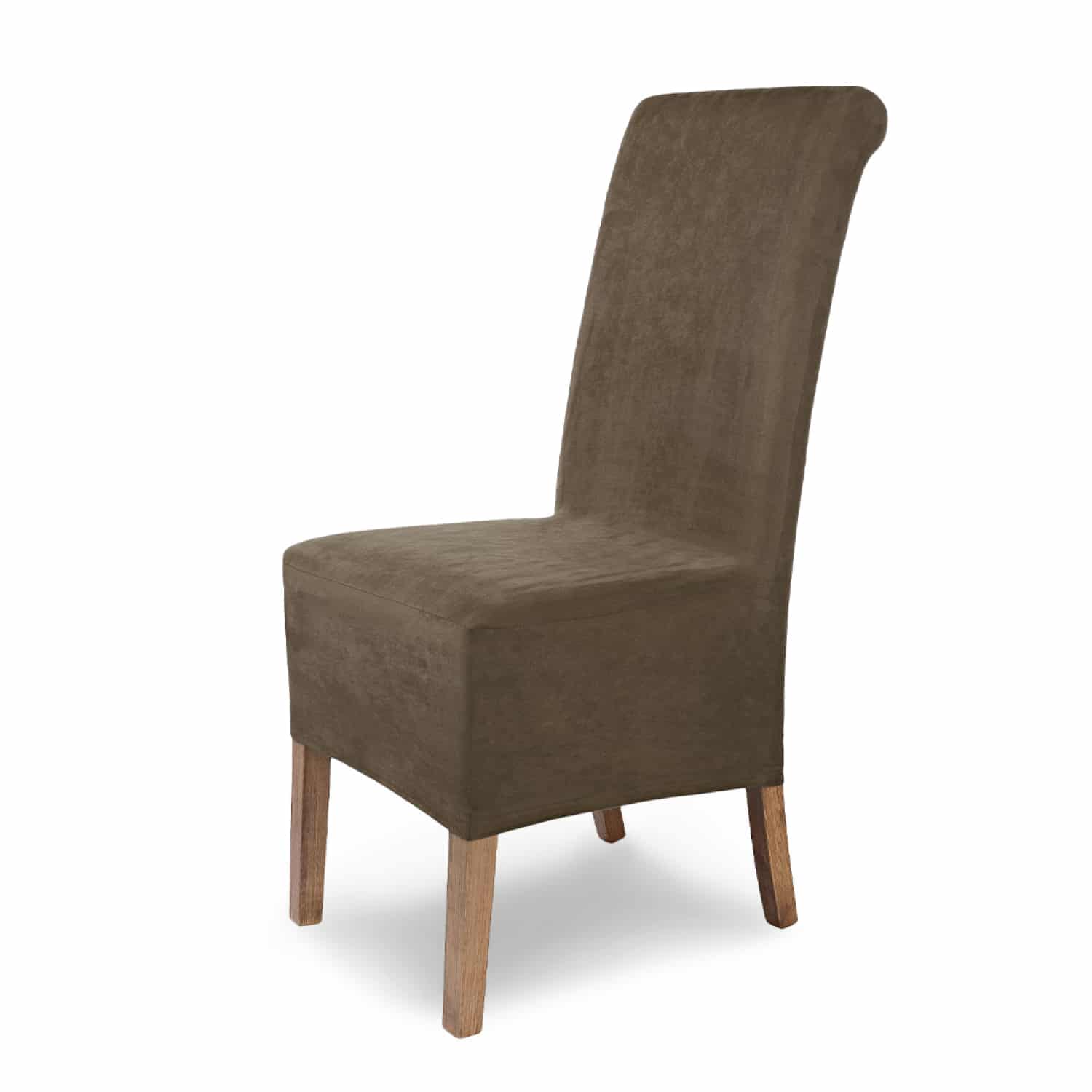 Stuhlhusse Leon Wildleder Haptik hochwertige dehnbare Überzug für Rückenlehnenhöhe bis 65 cm