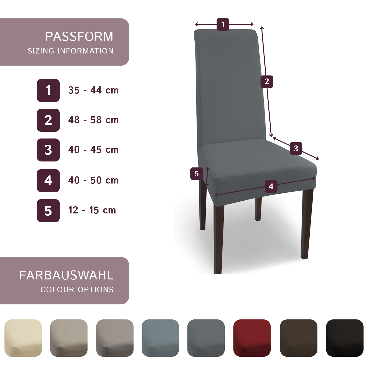 Stuhlhusse Natalie Baumwolle verschieden Farben stretch hochwertige Hussen Schwingstuhl Hohe Rückenlehne