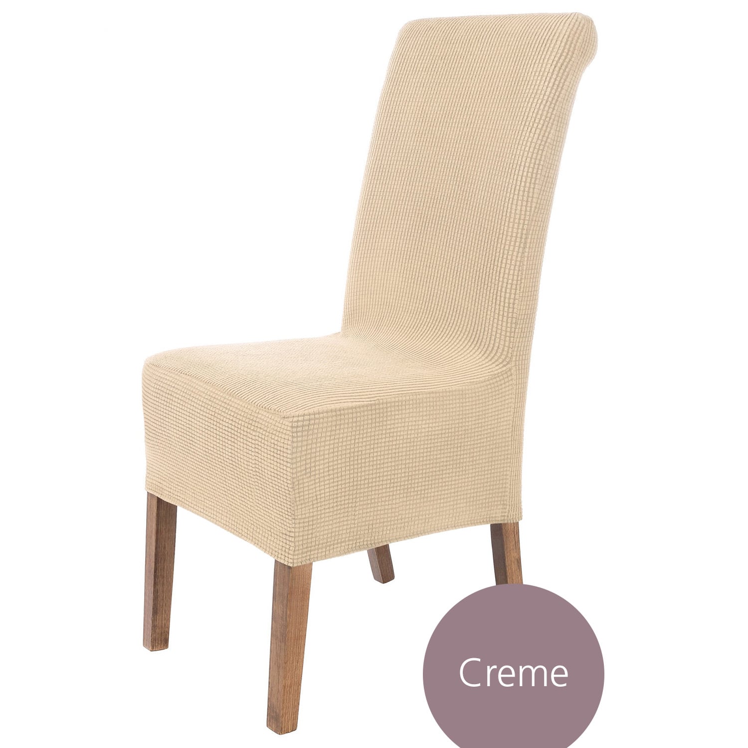 Stuhlhusse Sofia Plüsch Qualität weich und pflegeleicht, Stretch Hussen mit Gummiband für Stühle mit hoher Sitzpolsterung