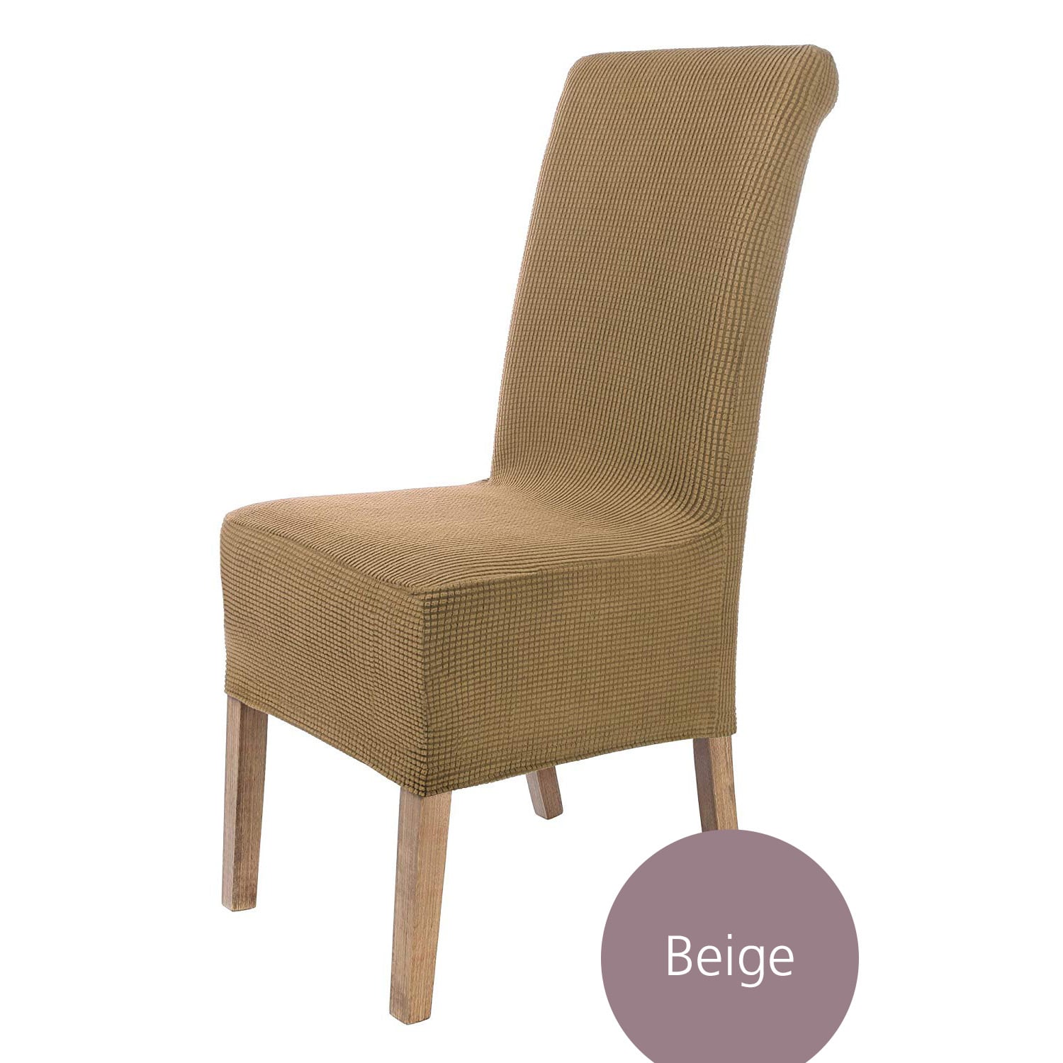 Stuhlhusse Sofia Plüsch Qualität weich und pflegeleicht, Stretch Hussen mit Gummiband für Stühle mit hoher Sitzpolsterung