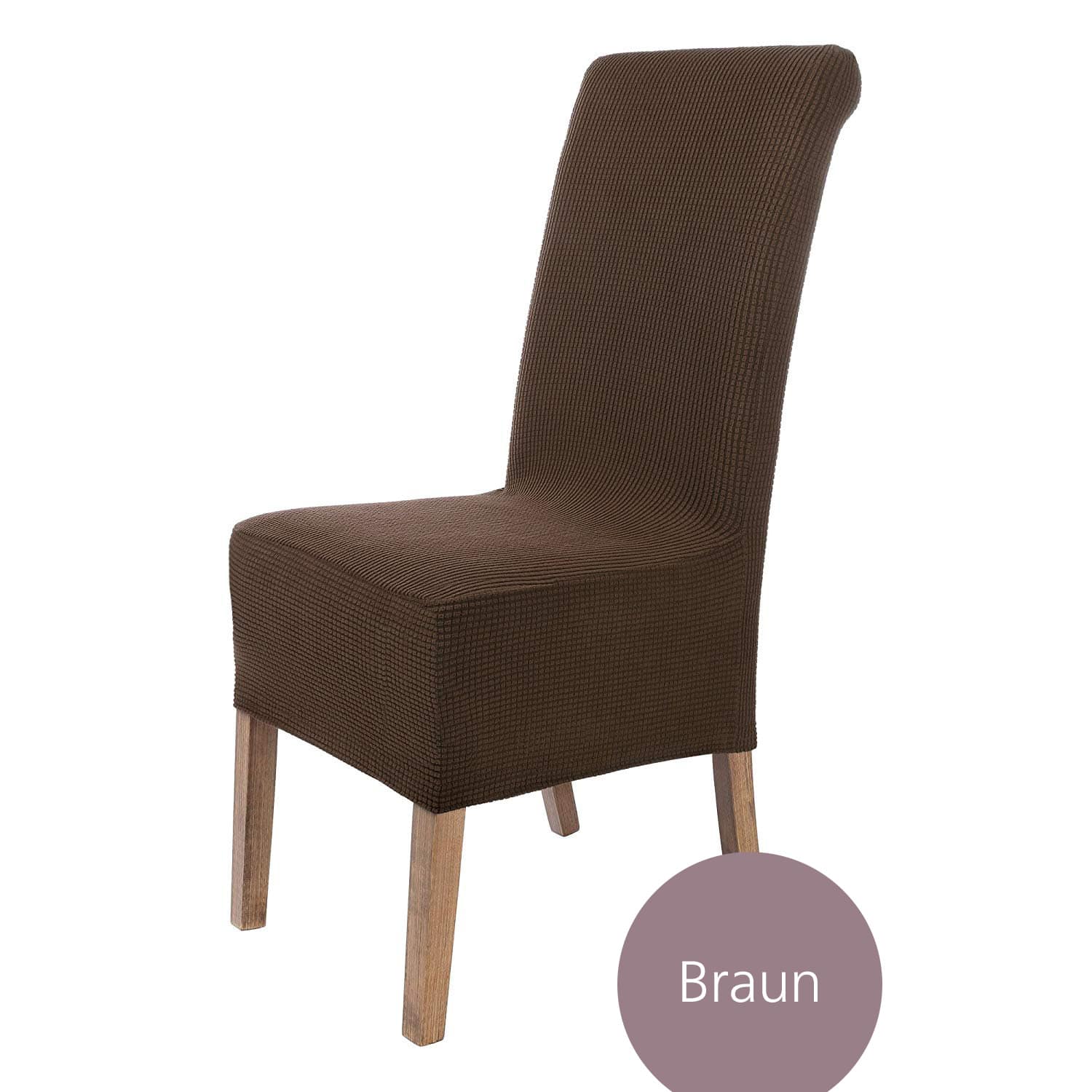 Stuhlhusse Sofia Plüsch Qualität weich und pflegeleicht, Stretch Hussen mit Gummiband für Stühle mit hoher Sitzpolsterung