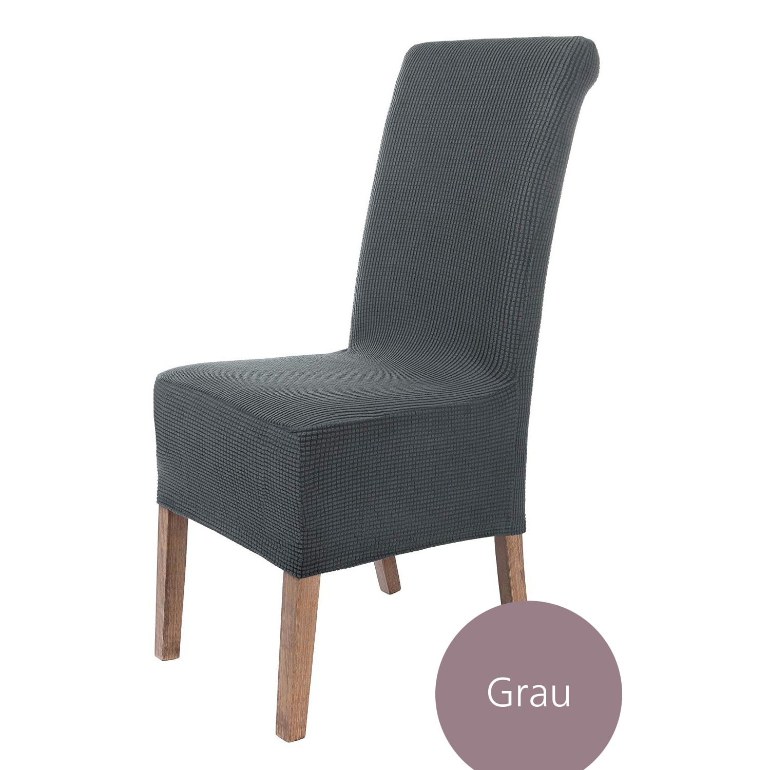 Stuhlhusse Sofia Plüsch Qualität weich und pflegeleicht, Stretch Hussen mit Gummiband für Stühle mit hoher Sitzpolsterung