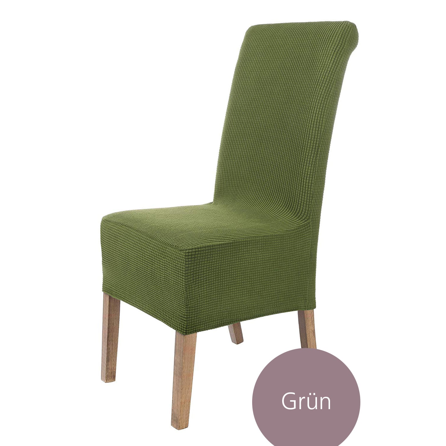 Stuhlhusse Sofia Plüsch Qualität weich und pflegeleicht, Stretch Hussen mit Gummiband für Stühle mit hoher Sitzpolsterung