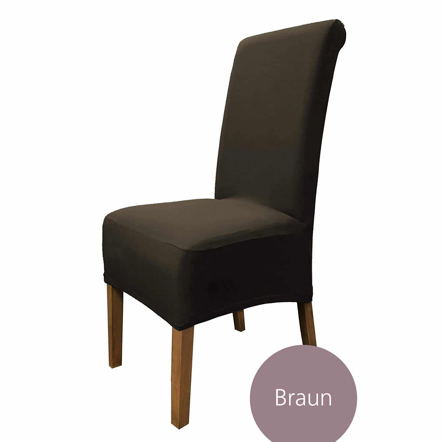 Stuhlhusse Emma Baumwolle stretch hochwertige Hussen für Stuhl mit hoher Rückenlehne und Sitzpolster