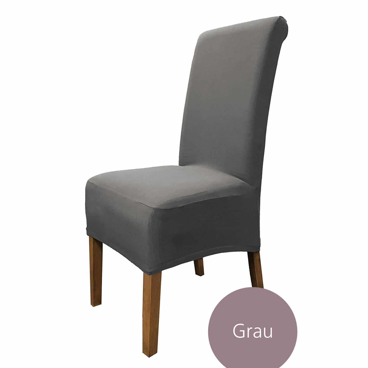 Stuhlhusse Emma Baumwolle stretch hochwertige Hussen für Stuhl mit hoher Rückenlehne und Sitzpolster