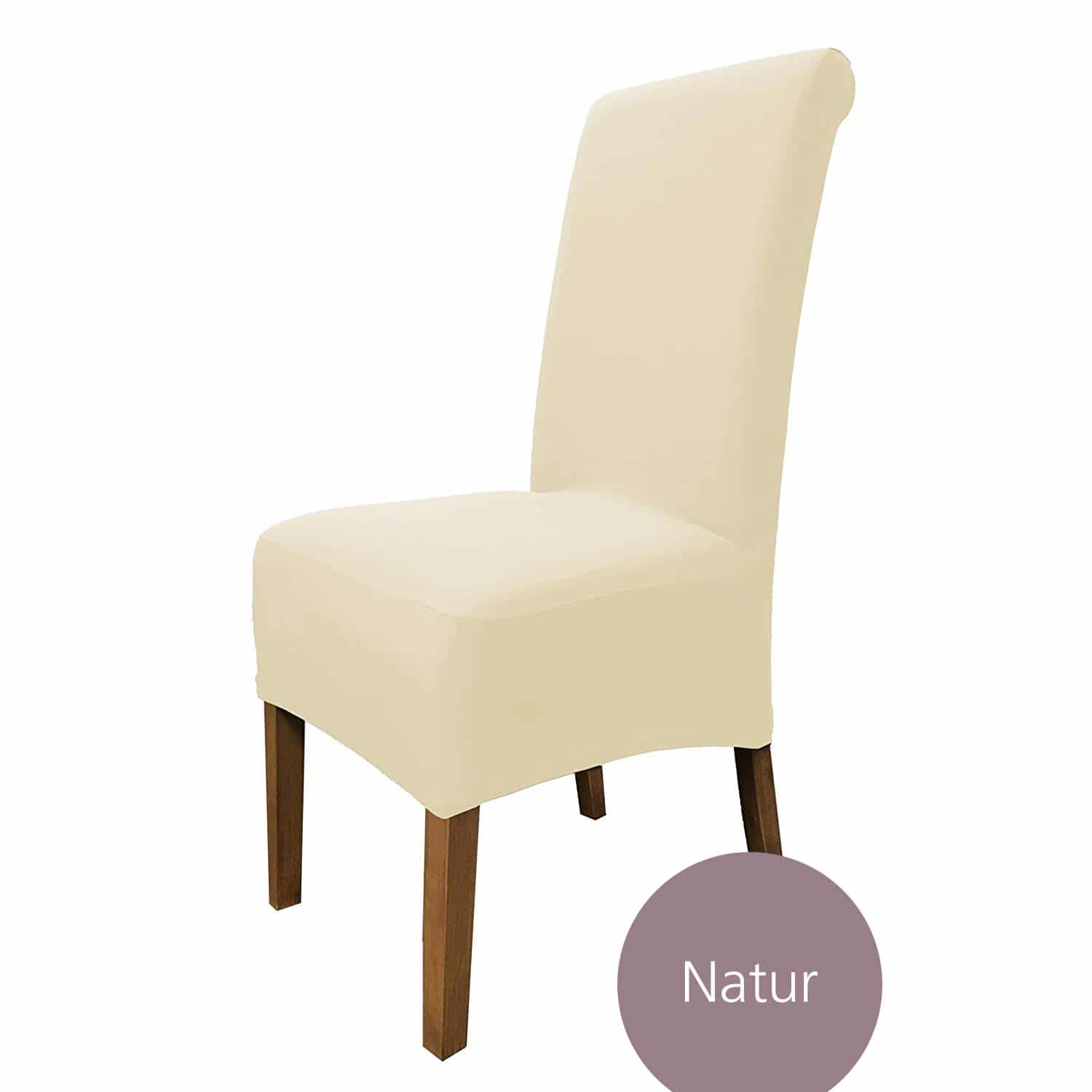 Stuhlhusse Emma Baumwolle stretch hochwertige Hussen für Stuhl mit hoher Rückenlehne und Sitzpolster