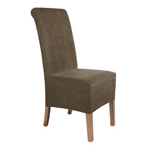 Stuhlhusse Leon Wildleder Haptik hochwertige dehnbare Überzug für Rückenlehnenhöhe bis 65 cm