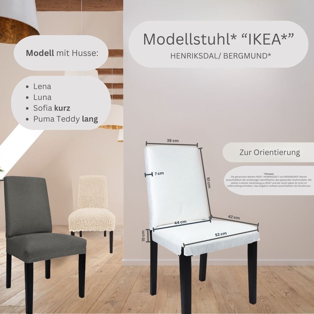 Stuhlhusse Puma Teddy kurz & lang weicher Stuhlbezug mit Lammfelloptik elastisch maschinenwaschbar kuschelig