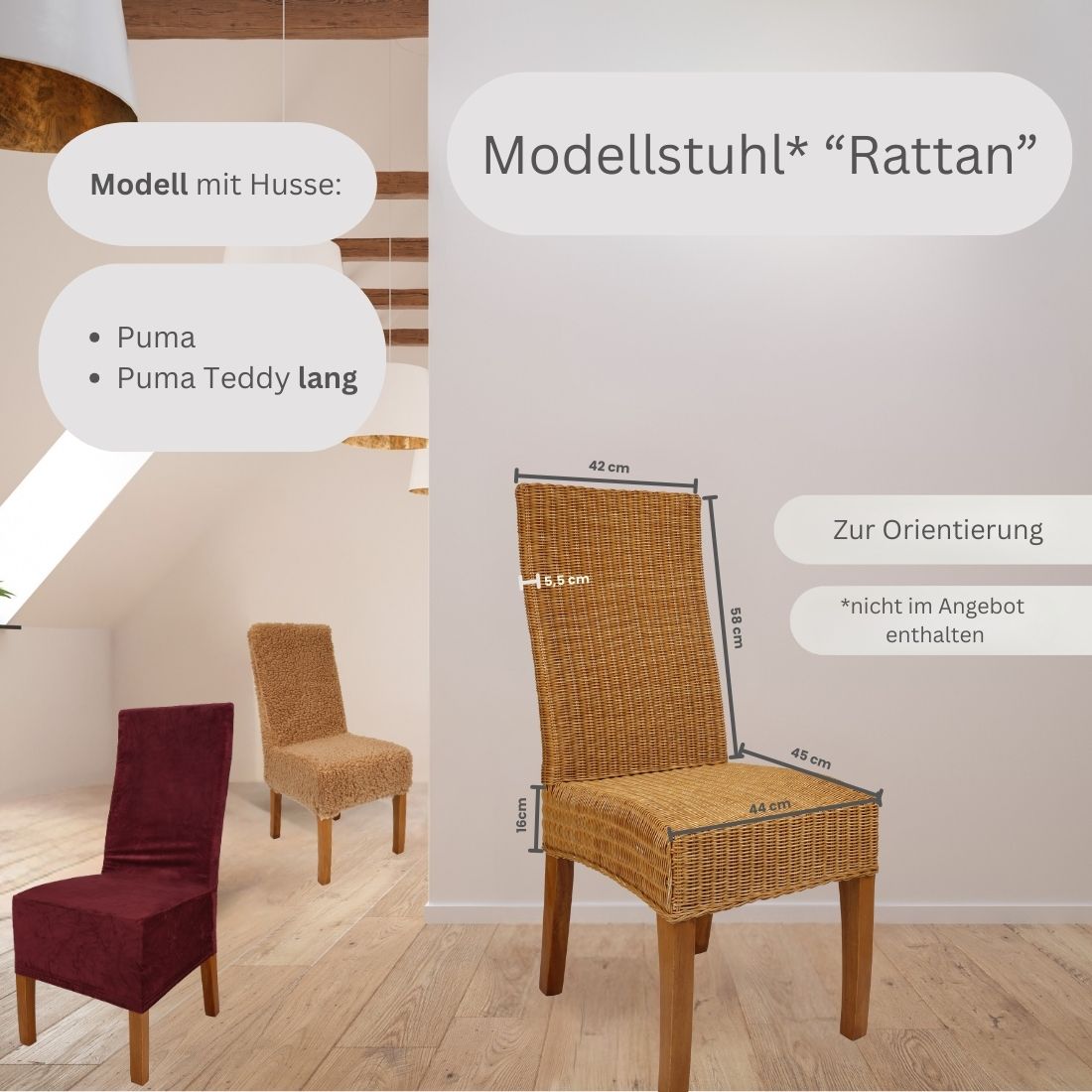 Stuhlhusse Puma Velvet Premium Samt Velour lang extra Groß mit hoher Lehne